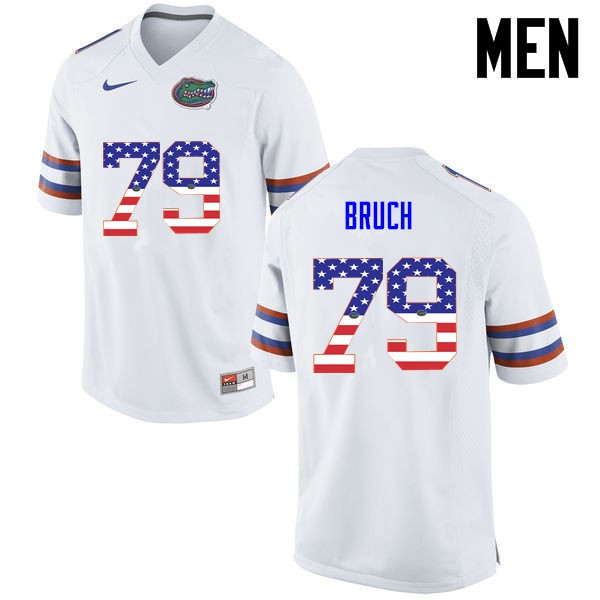 Florida Gators Men #79 Dallas Bruch College Football USA Flag Fashion White